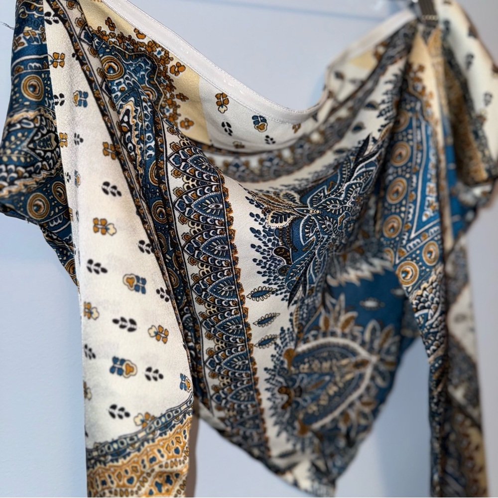 Sleeveless Bohemian Paisley Scarf Top (Teal) - Picture 7 of 7